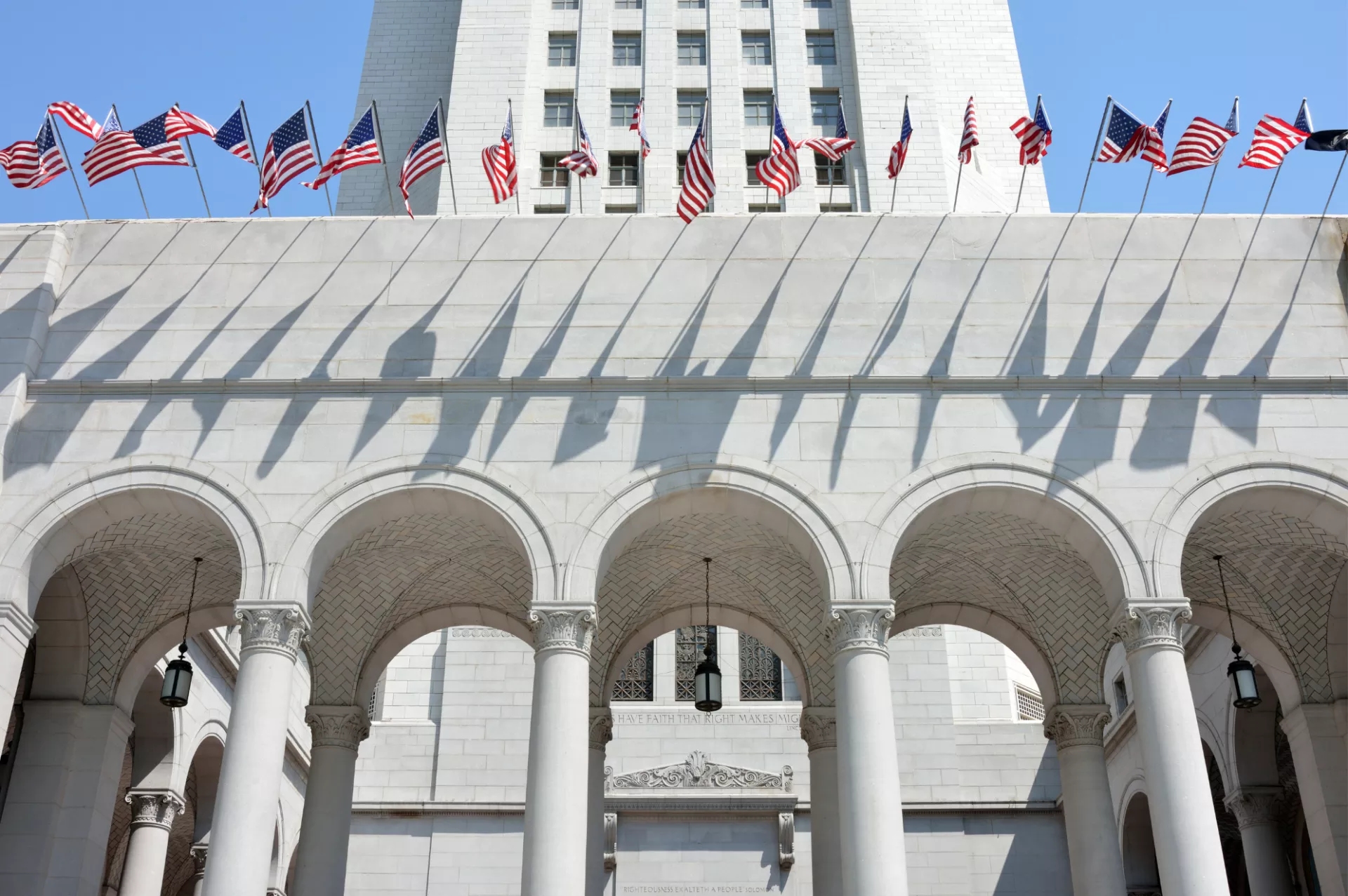 Forecourt side of Los Angeles City Hall