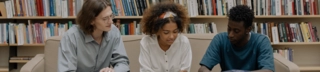 youth studying in library